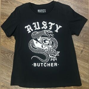 Rusty Butcher Women’s Black Graphic T-Shirt